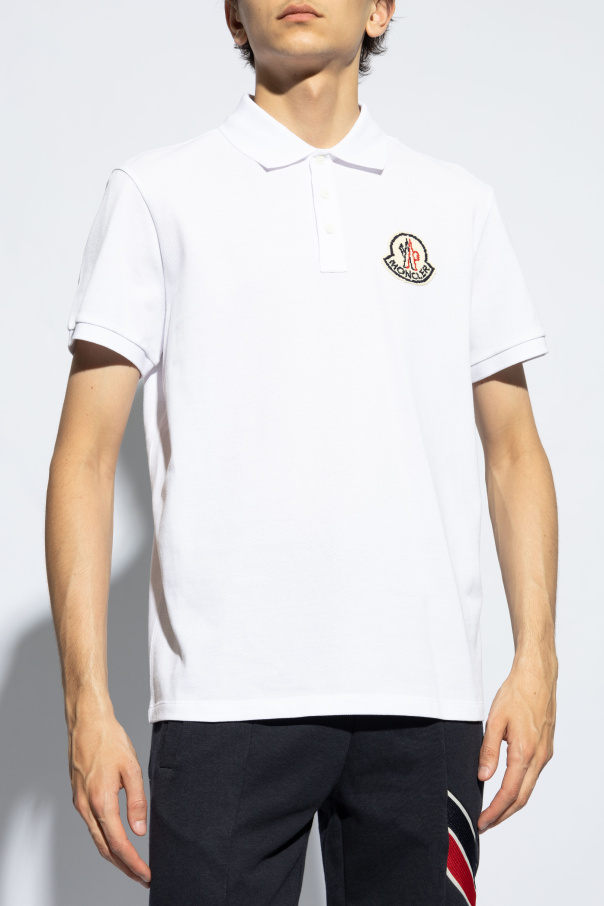 White Polo with logo patch Moncler - SchaferandweinerShops
